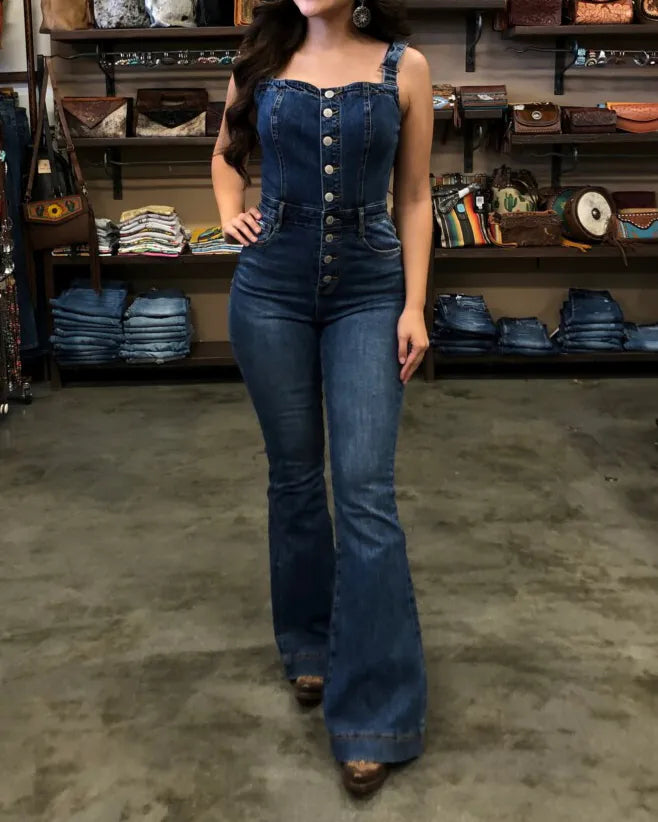 Denim Flare Jumpsuit