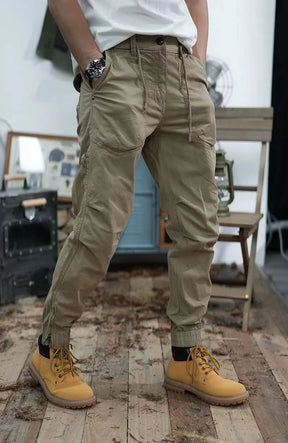 New American retro men's elastic waist leisure bunched feet cargo pants