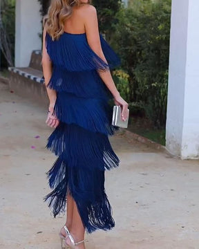 Off-Shoulder Elegant Fringe Dress