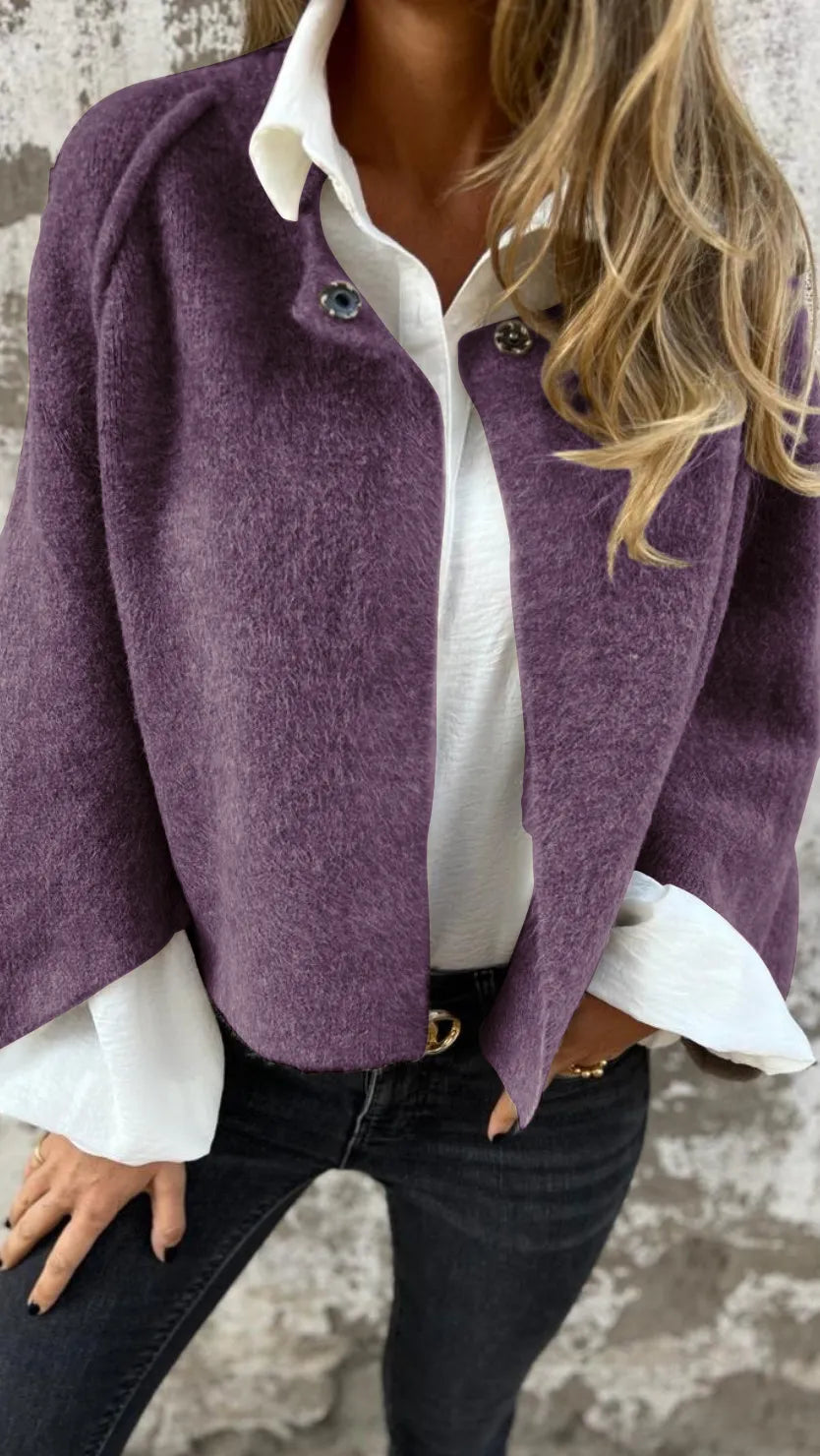 Women's Cotton Woolen Round Neck Woolen Long Sleeve Coat