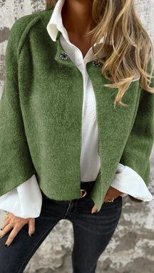 Women's Cotton Woolen Round Neck Woolen Long Sleeve Coat