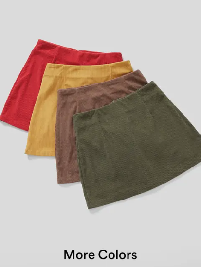 Halara High Waisted Invisible Zipper Mini A-line Corduroy Casual Skirt (Buy 2 Get Free Shipping)