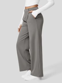 High Waisted Side Pocket Straight Leg Work Pants