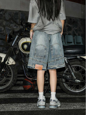 Washed Reverse Jorts Mens Casual Denim Shorts