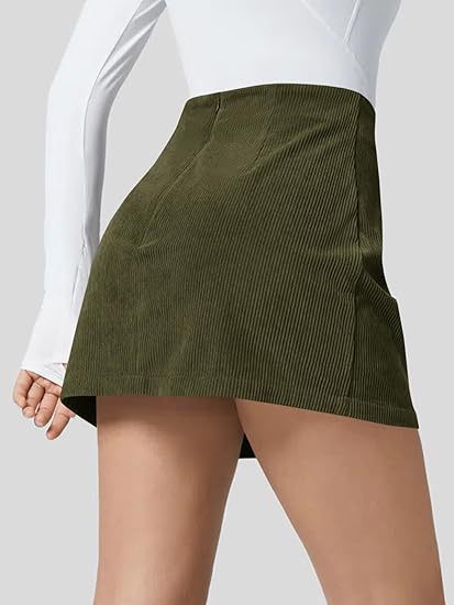 Halara High Waisted Invisible Zipper Mini A-line Corduroy Casual Skirt (Buy 2 Get Free Shipping)