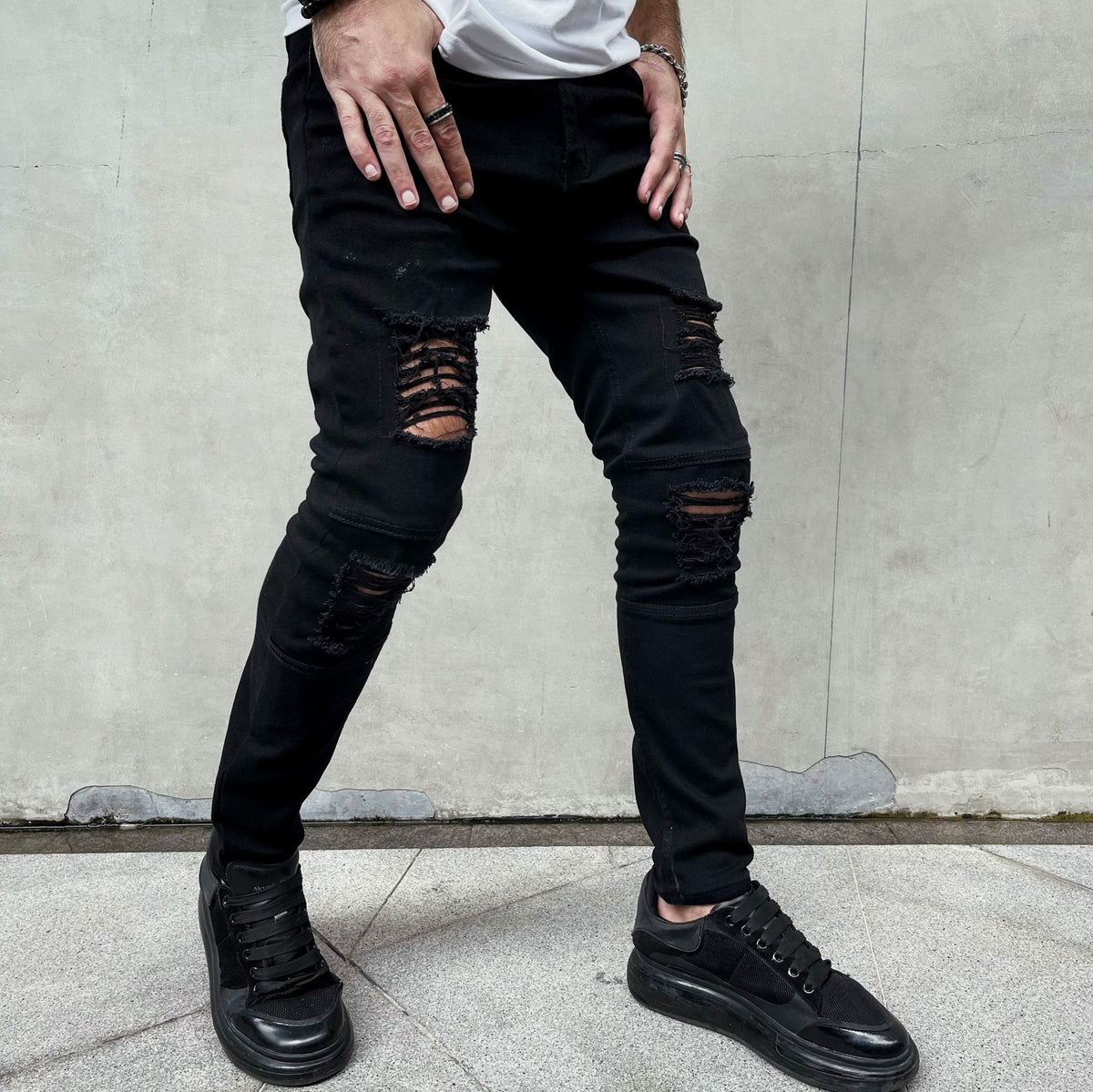 Men's Ripped Jeans Slim Fit Skinny Stretch Comfy Denim Jeans