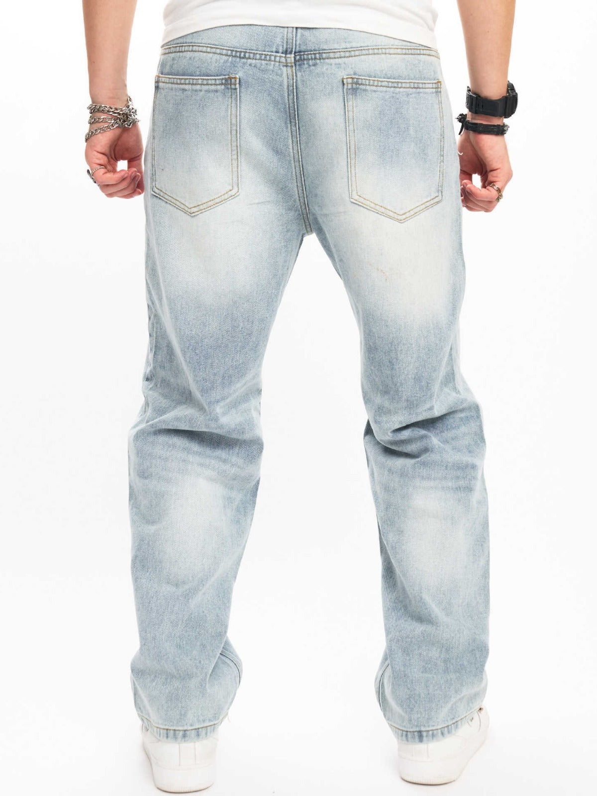 Baggy Men's Loose Button Fly Straight Leg Jeans