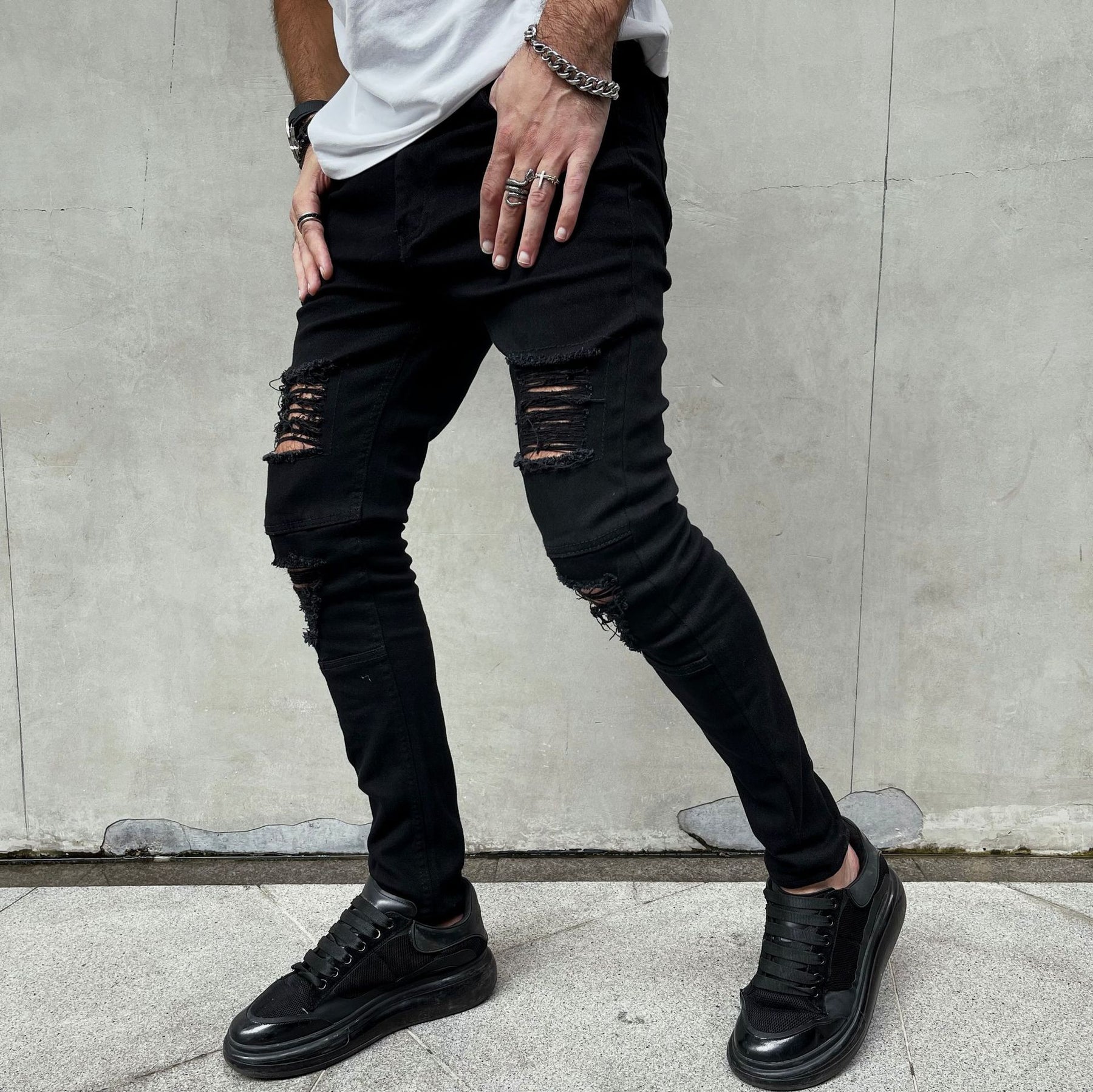 Men's Ripped Jeans Slim Fit Skinny Stretch Comfy Denim Jeans