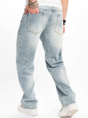 Baggy Men's Loose Button Fly Straight Leg Jeans