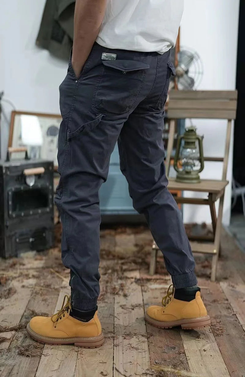 New American retro men's elastic waist leisure bunched feet cargo pants