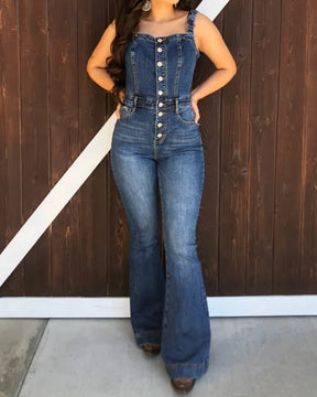 Denim Flare Jumpsuit